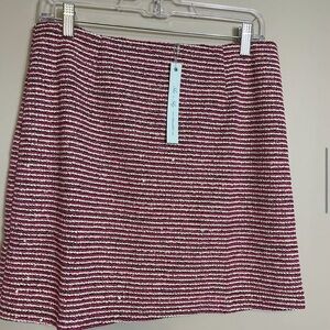 She and Sky Striped A Line Short Skirt Size Large Pink Sequins Fuschia
